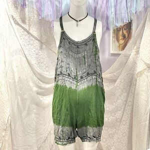 Hippie Boho Viscose Embroidered Tie Dye Romper